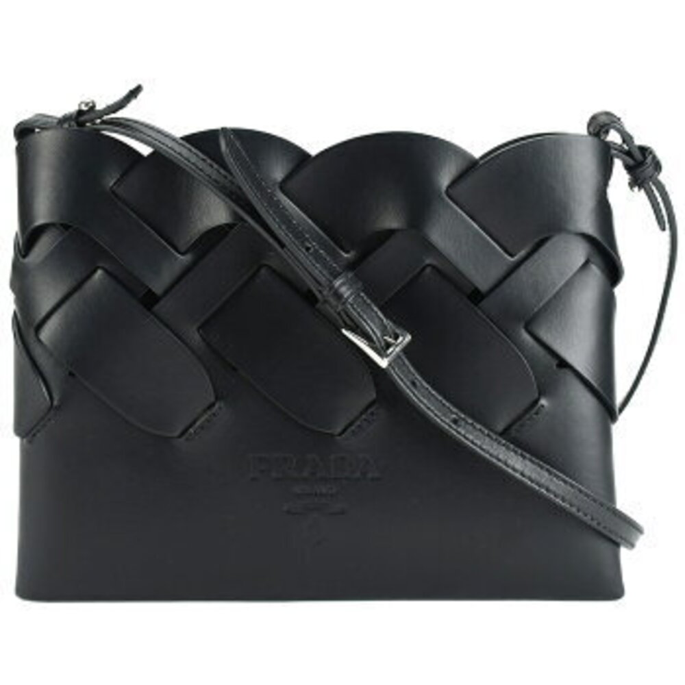 Prada Nero Crossbody Braided Pochette Leather Bag Black Shoulder - Picture 2 of 6